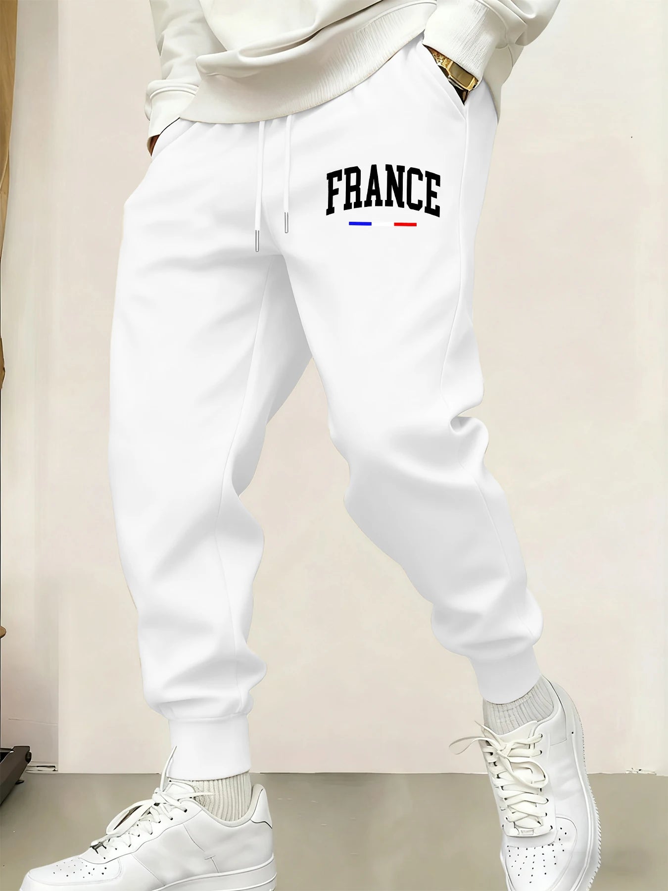 French creative alphabet print long pants men's warm sports pants running pants 10 colors drawstring sports pants - VibraStore