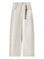 FSLE 2025 Winter Women's Vintage Washed Embroidered Banana Jeans Curved High Waist Wide Leg Trousers Slim Fit Retro Pants - VibraStore