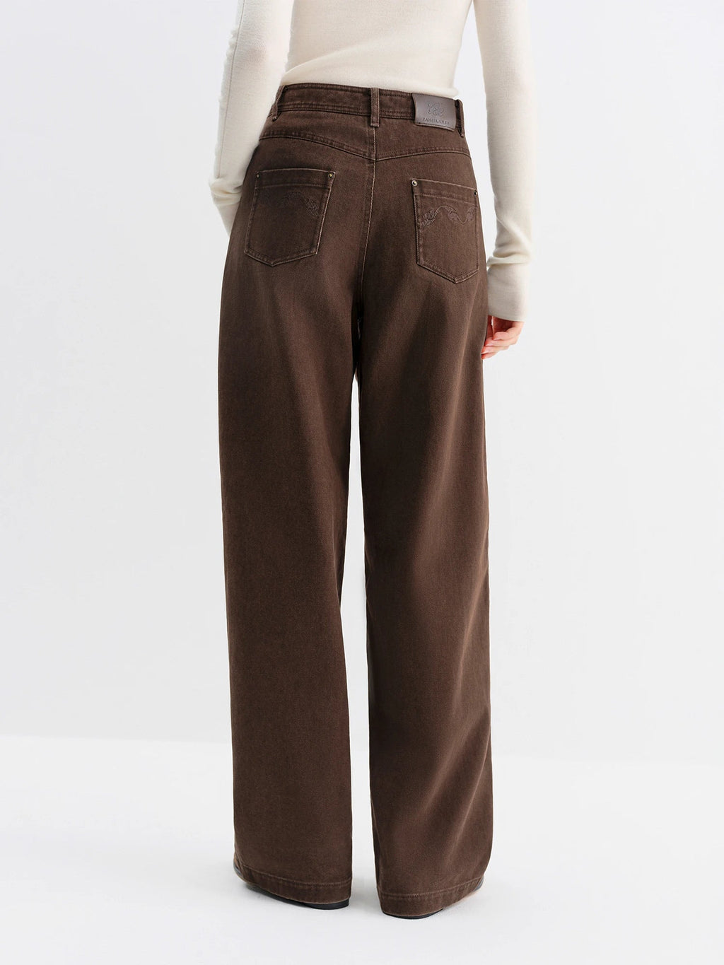 FSLE 2025 Winter Women's Vintage Washed Embroidered Banana Jeans Curved High Waist Wide Leg Trousers Slim Fit Retro Pants - VibraStore