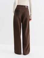 FSLE 2025 Winter Women's Vintage Washed Embroidered Banana Jeans Curved High Waist Wide Leg Trousers Slim Fit Retro Pants - VibraStore