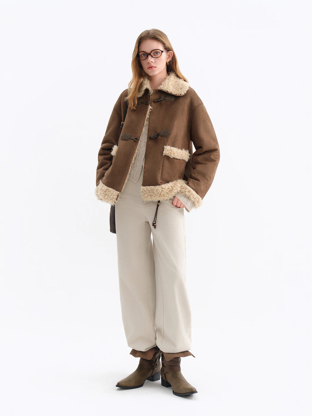 FSLE 2025 Winter Women's Vintage Washed Embroidered Banana Jeans Curved High Waist Wide Leg Trousers Slim Fit Retro Pants - VibraStore