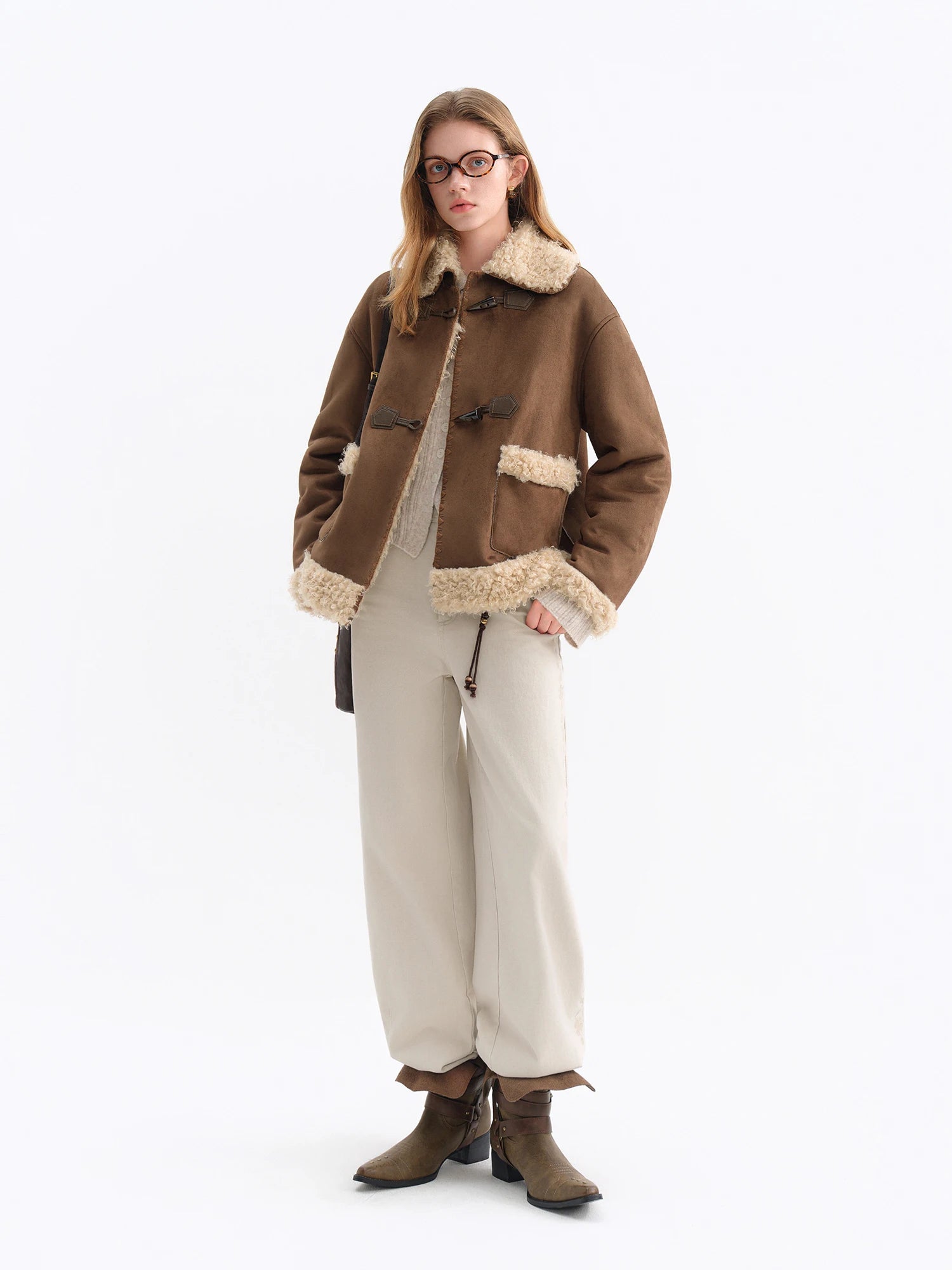 FSLE 2025 Winter Women's Vintage Washed Embroidered Banana Jeans Curved High Waist Wide Leg Trousers Slim Fit Retro Pants - VibraStore