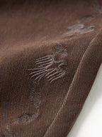 FSLE 2025 Winter Women's Vintage Washed Embroidered Banana Jeans Curved High Waist Wide Leg Trousers Slim Fit Retro Pants - VibraStore