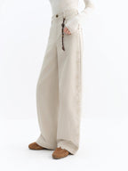 FSLE 2025 Winter Women's Vintage Washed Embroidered Banana Jeans Curved High Waist Wide Leg Trousers Slim Fit Retro Pants - VibraStore