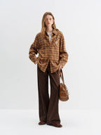 FSLE 2025 Winter Women's Vintage Washed Embroidered Banana Jeans Curved High Waist Wide Leg Trousers Slim Fit Retro Pants - VibraStore