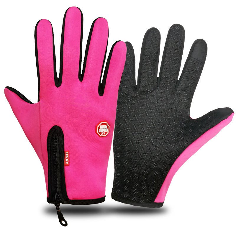 Full Finger Touch Screen Zipper Ski Gloves - VibraStore
