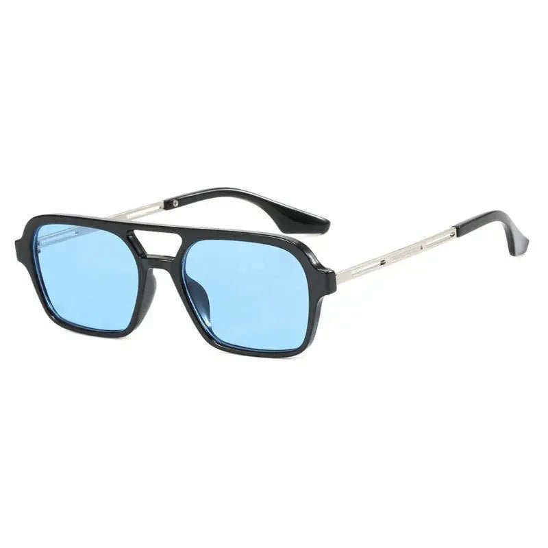 Gafas De Sol cuadradas con montura pequeña para mujer, gafas De Sol De lujo a la moda De diseñador De marca para mujer, gafas De Sol Vintage huecas De leopardo azul - VibraStore