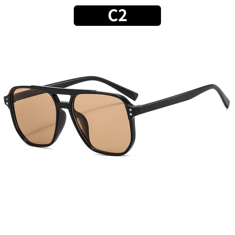 Gafas de sol cuadradas Vintage para mujeres y hombres, montura gruesa, gafas de sol con doble puente, gafas de sol poligonales elegantes para mujer, gafas de sol UV400 - VibraStore