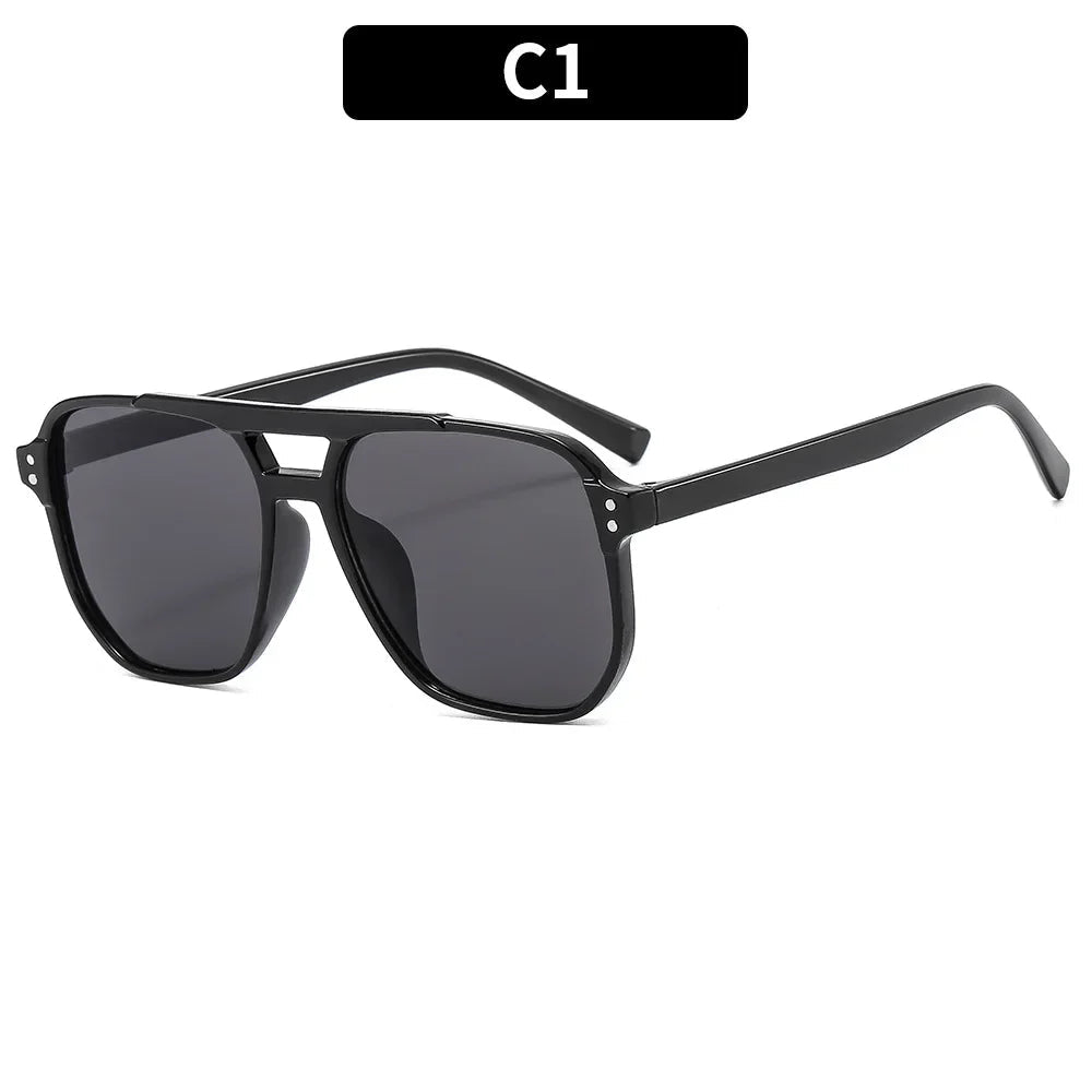 Gafas de sol cuadradas Vintage para mujeres y hombres, montura gruesa, gafas de sol con doble puente, gafas de sol poligonales elegantes para mujer, gafas de sol UV400 - VibraStore