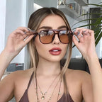 Gafas de sol cuadradas Vintage para mujeres y hombres, montura gruesa, gafas de sol con doble puente, gafas de sol poligonales elegantes para mujer, gafas de sol UV400 - VibraStore