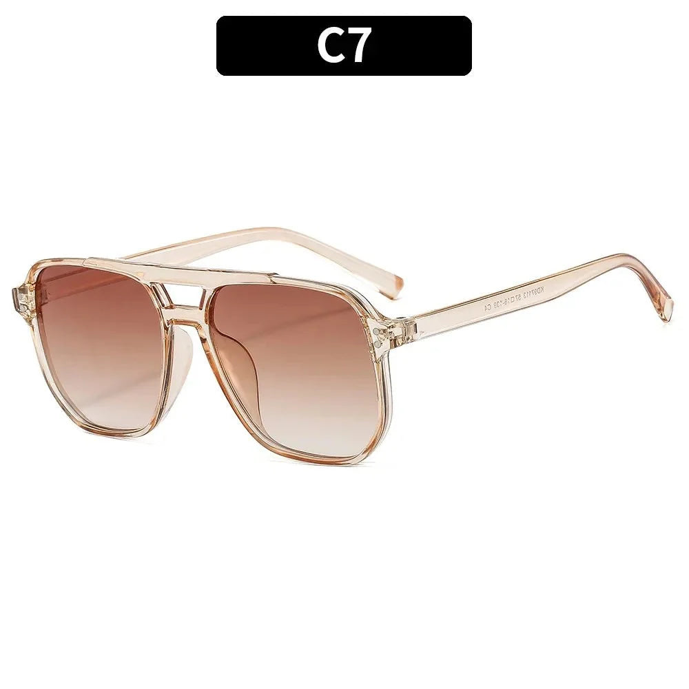 Gafas de sol cuadradas Vintage para mujeres y hombres, montura gruesa, gafas de sol con doble puente, gafas de sol poligonales elegantes para mujer, gafas de sol UV400 - VibraStore