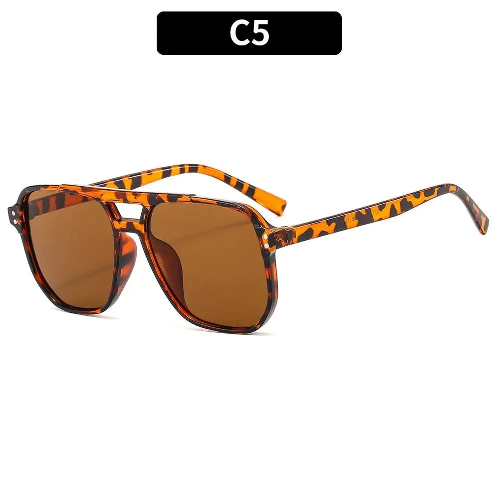 Gafas de sol cuadradas Vintage para mujeres y hombres, montura gruesa, gafas de sol con doble puente, gafas de sol poligonales elegantes para mujer, gafas de sol UV400 - VibraStore