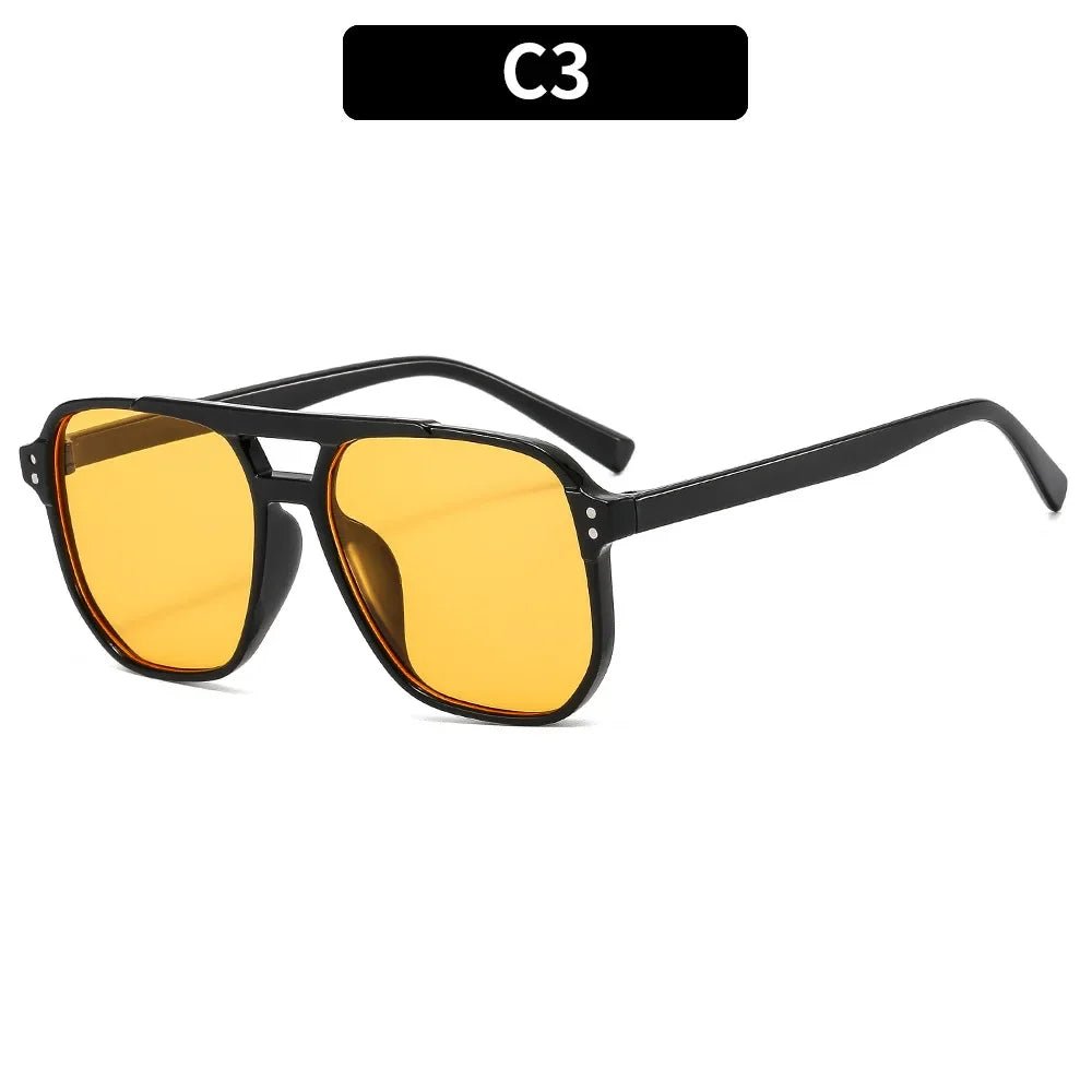 Gafas de sol cuadradas Vintage para mujeres y hombres, montura gruesa, gafas de sol con doble puente, gafas de sol poligonales elegantes para mujer, gafas de sol UV400 - VibraStore