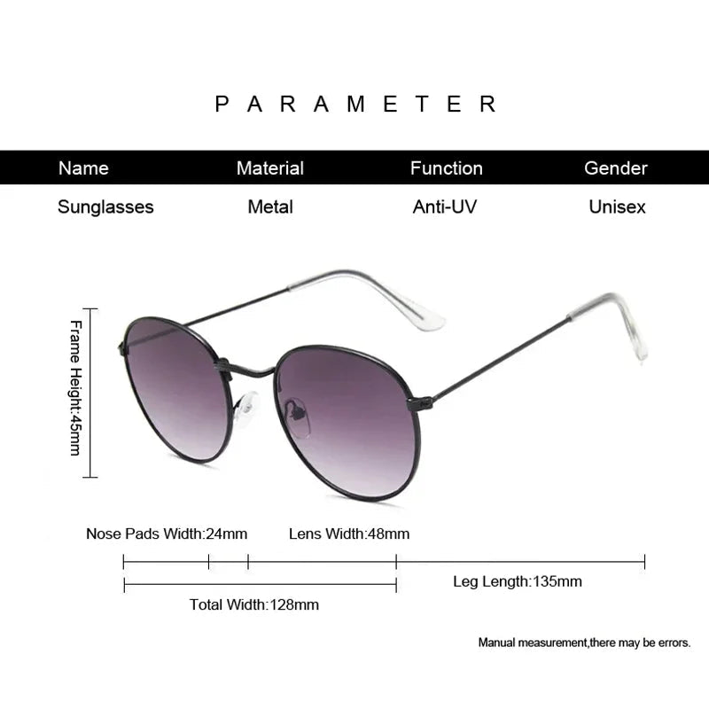 Gafas De sol redondas pequeñas Vintage para mujer, gafas De sol clásicas De diseño De marca Retro, gafas De sol con espejo para hombre, gafas De sol a la moda para mujer - VibraStore