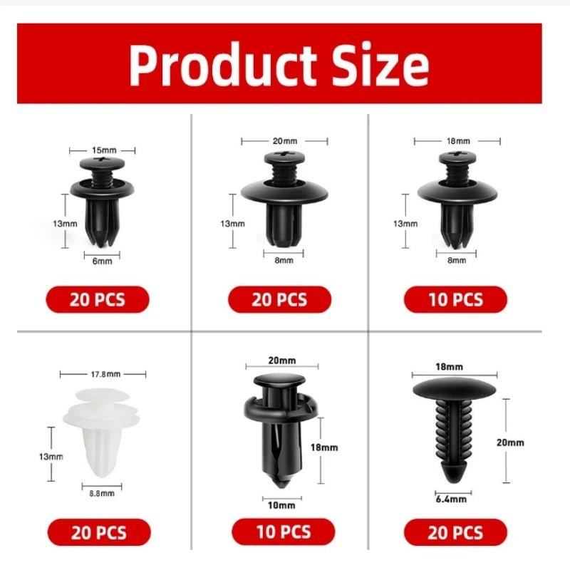 GM Rivet OPP Bag Or Box 6 Kinds of Auto Parts Quick Fastening Plastic Buckle 100 Pieces Mixed - VibraStore