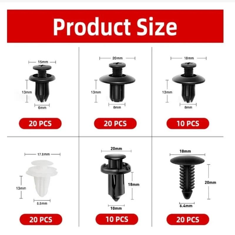 GM Rivet OPP Bag Or Box 6 Kinds of Auto Parts Quick Fastening Plastic Buckle 100 Pieces Mixed - VibraStore
