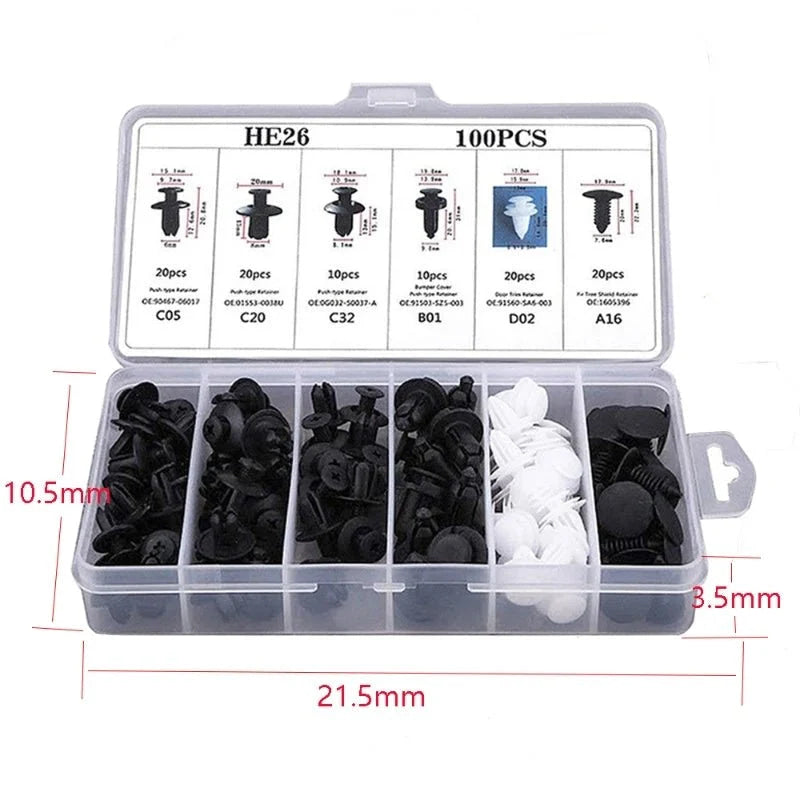 GM Rivet OPP Bag Or Box 6 Kinds of Auto Parts Quick Fastening Plastic Buckle 100 Pieces Mixed - VibraStore