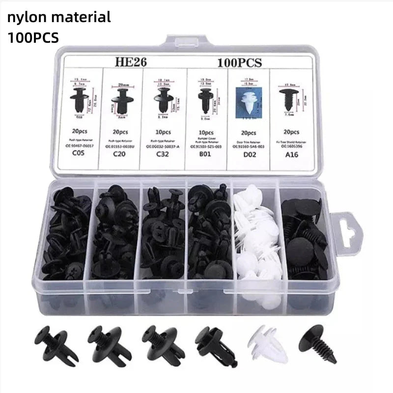 GM Rivet OPP Bag Or Box 6 Kinds of Auto Parts Quick Fastening Plastic Buckle 100 Pieces Mixed - VibraStore