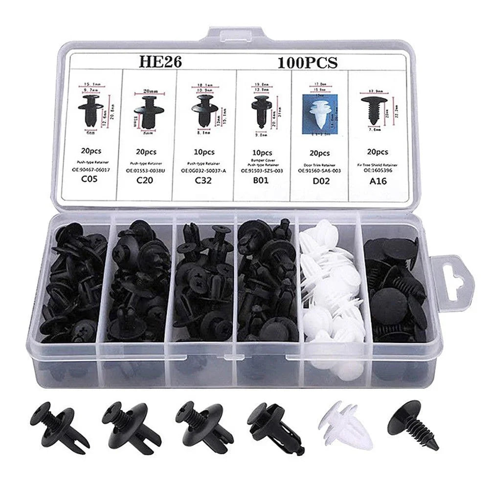 GM Rivet OPP Bag Or Box 6 Kinds of Auto Parts Quick Fastening Plastic Buckle 100 Pieces Mixed - VibraStore
