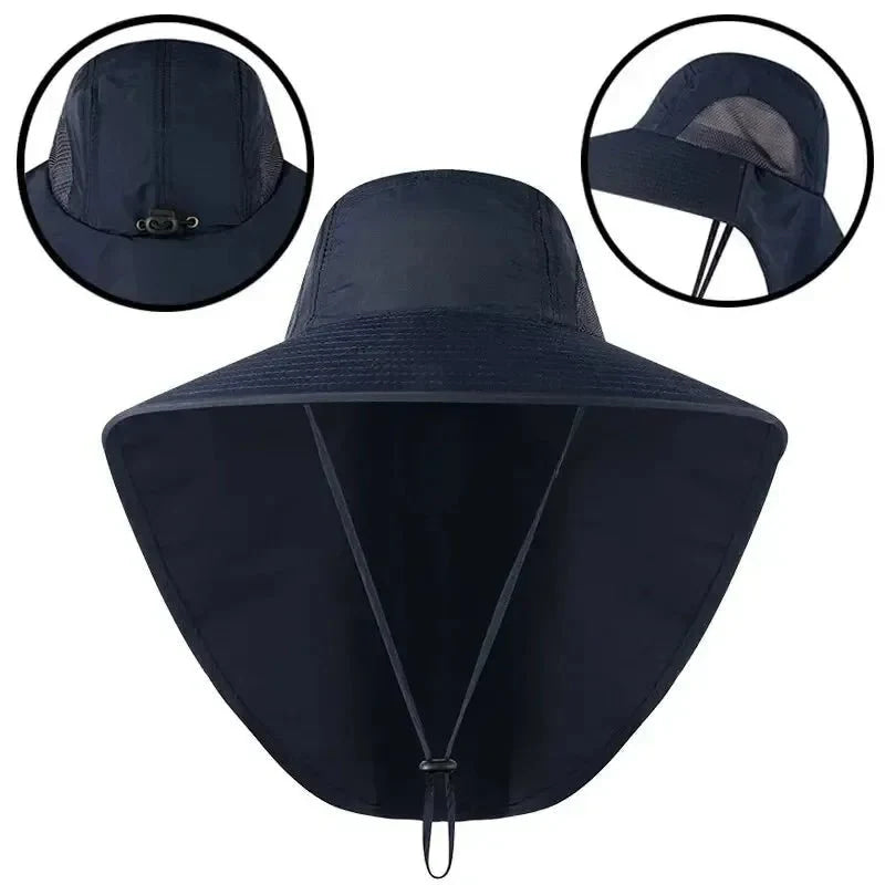 Gorra de béisbol de ala ancha para hombre y mujer, sombrero con solapa, protector de cuello, refrigeración, Safari, senderismo, pesca, aire libre - VibraStore