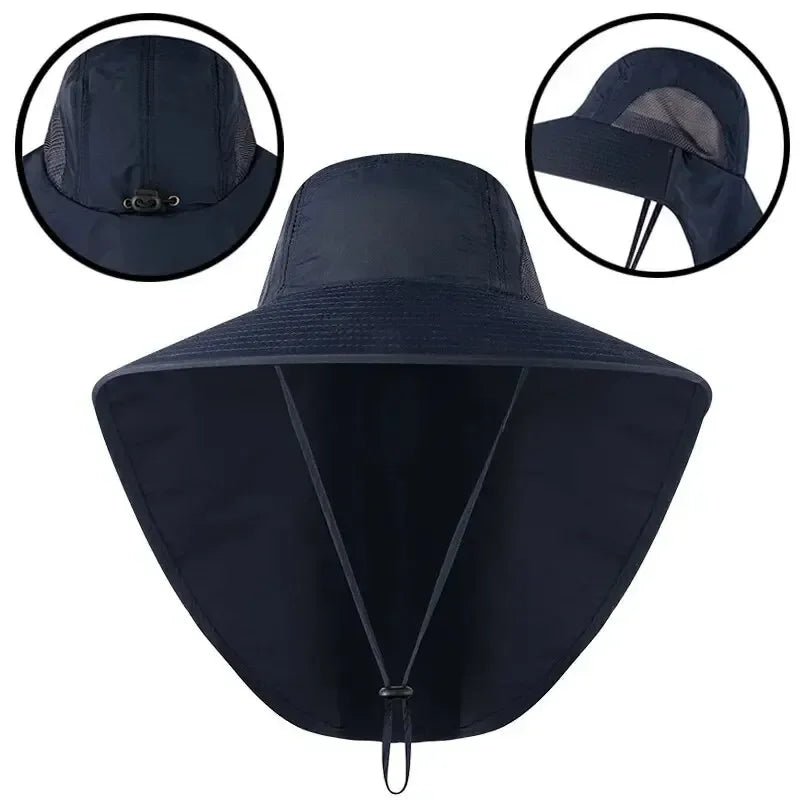 Gorra de béisbol de ala ancha para hombre y mujer, sombrero con solapa, protector de cuello, refrigeración, Safari, senderismo, pesca, aire libre - VibraStore