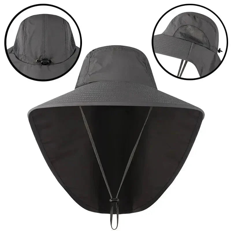 Gorra de béisbol de ala ancha para hombre y mujer, sombrero con solapa, protector de cuello, refrigeración, Safari, senderismo, pesca, aire libre - VibraStore