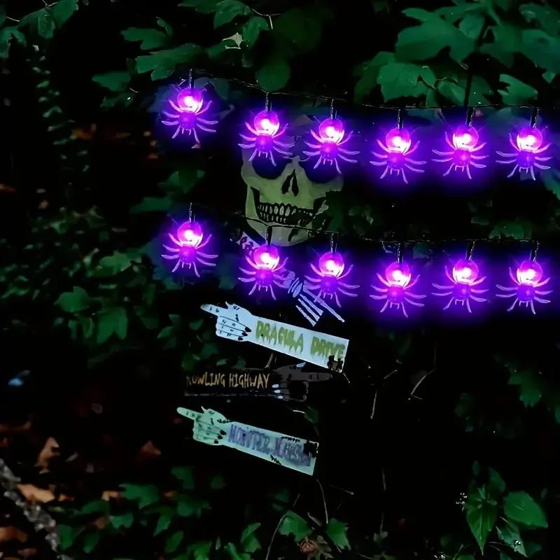 Guirnalda de luces LED araña Halloween: 20/30 modos, energía solar, decoración para hogar y jardín - VibraStore