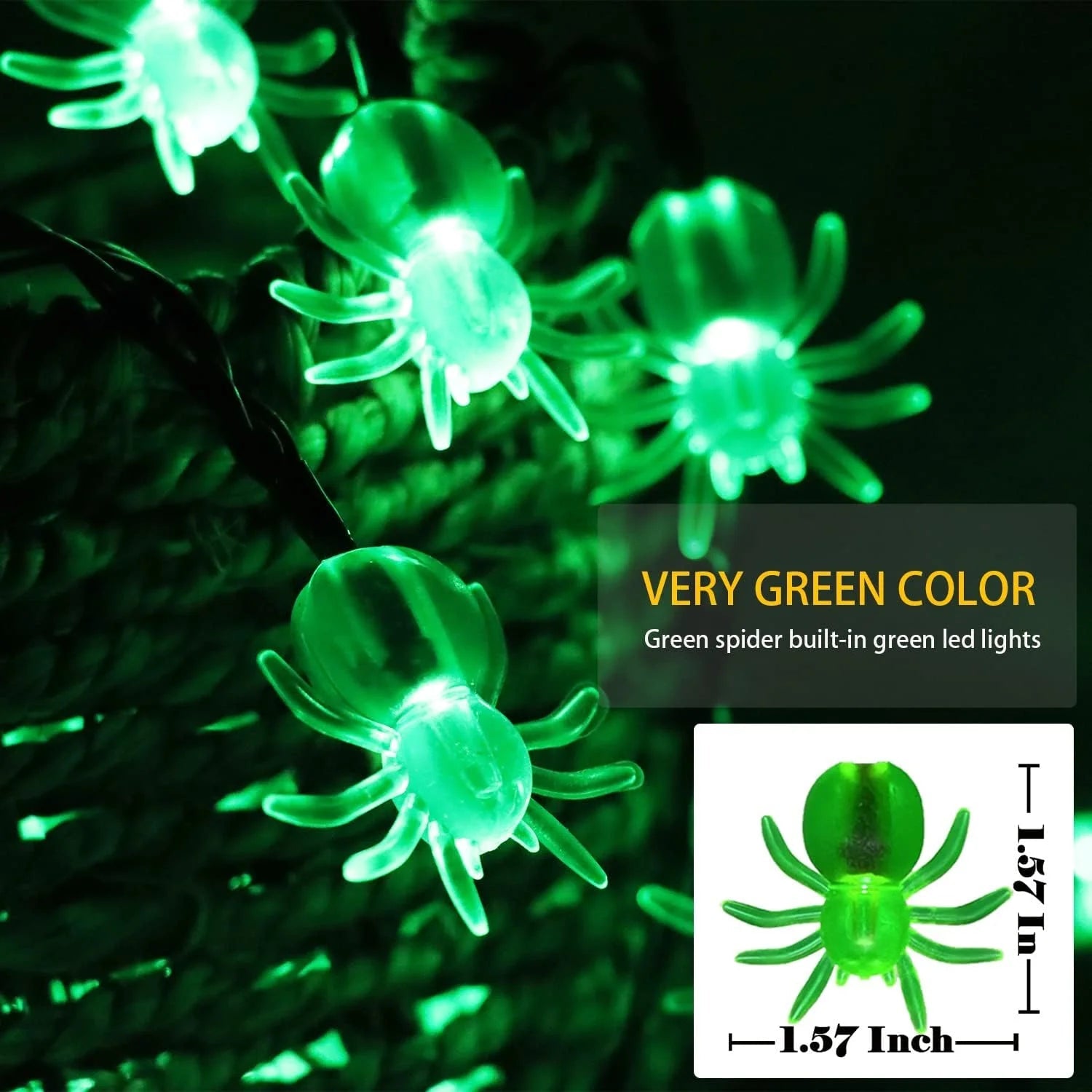 Guirnalda de luces LED araña Halloween: 20/30 modos, energía solar, decoración para hogar y jardín - VibraStore