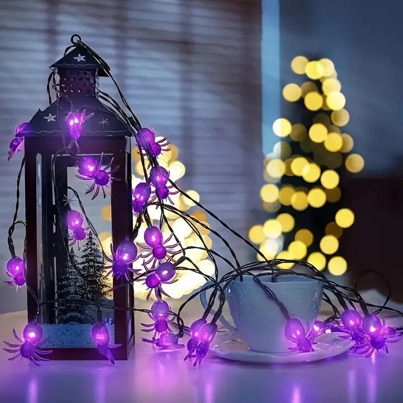 Guirnalda de luces LED araña Halloween: 20/30 modos, energía solar, decoración para hogar y jardín - VibraStore