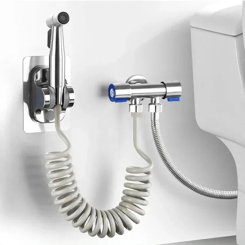 Handheld Bidet Sprayer Set 304 Stainless Steel Spray Gun Shower Handheld Toilet Bidet Faucet Sprayer Shower Nozzle Self Cleaning - VibraStore