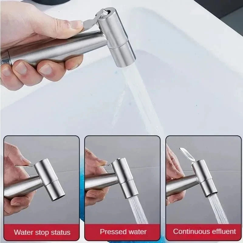 Handheld Bidet Sprayer Set 304 Stainless Steel Spray Gun Shower Handheld Toilet Bidet Faucet Sprayer Shower Nozzle Self Cleaning - VibraStore