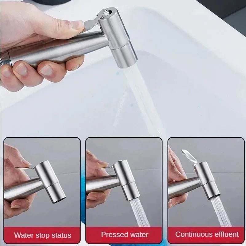 Handheld Bidet Sprayer Set 304 Stainless Steel Spray Gun Shower Handheld Toilet Bidet Faucet Sprayer Shower Nozzle Self Cleaning - VibraStore