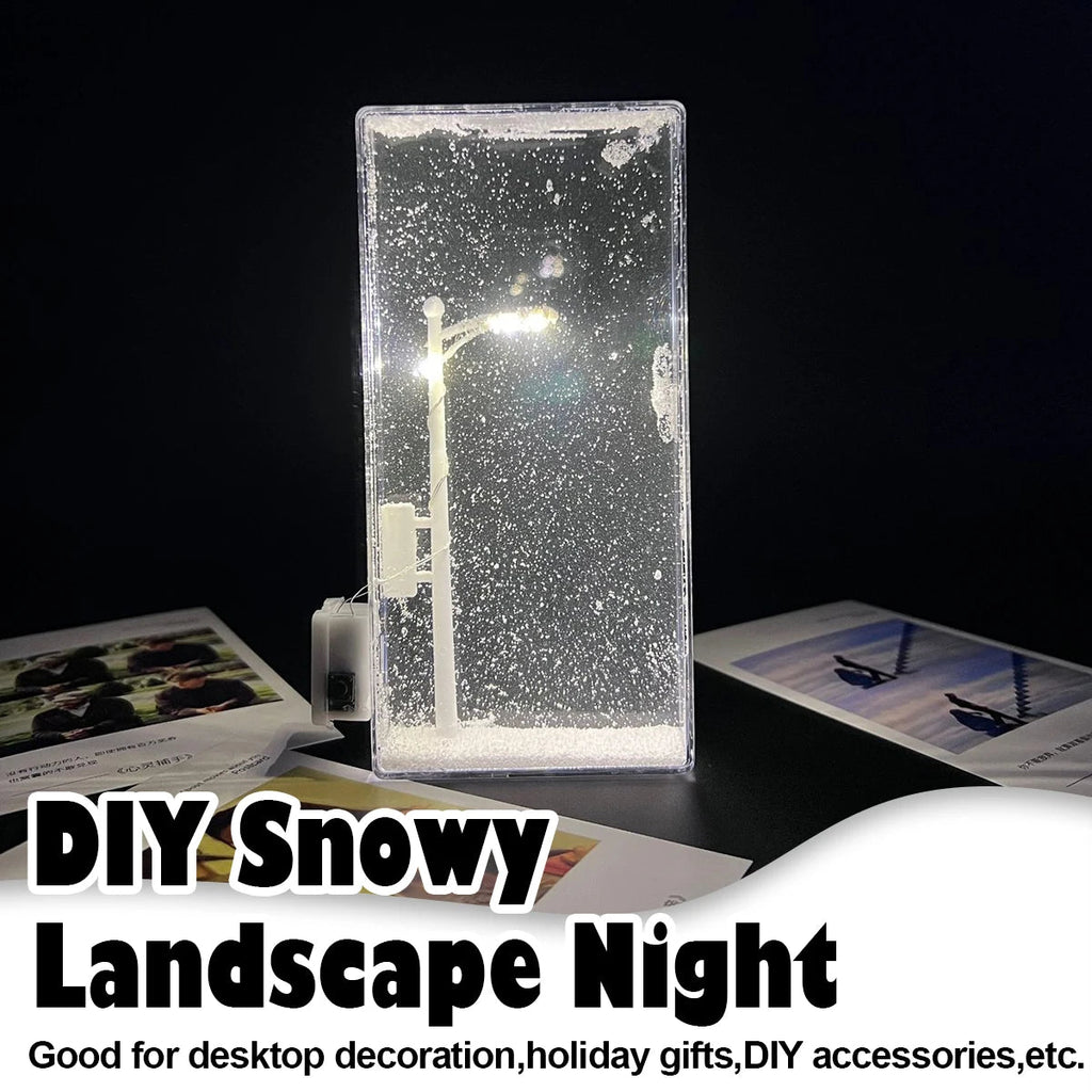 Handmade Snow Scene Night Light Desk Light Christmas Crafts Snowy Night Lamp Decor Arts And Crafts Night Street Lamps for Girl - VibraStore