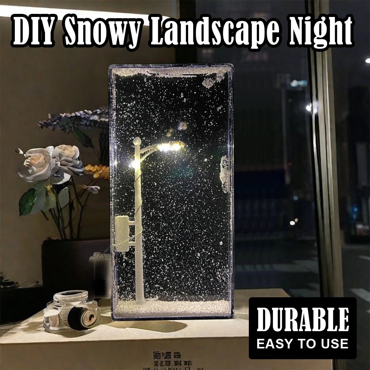 Handmade Snow Scene Night Light Desk Light Christmas Crafts Snowy Night Lamp Decor Arts And Crafts Night Street Lamps for Girl - VibraStore