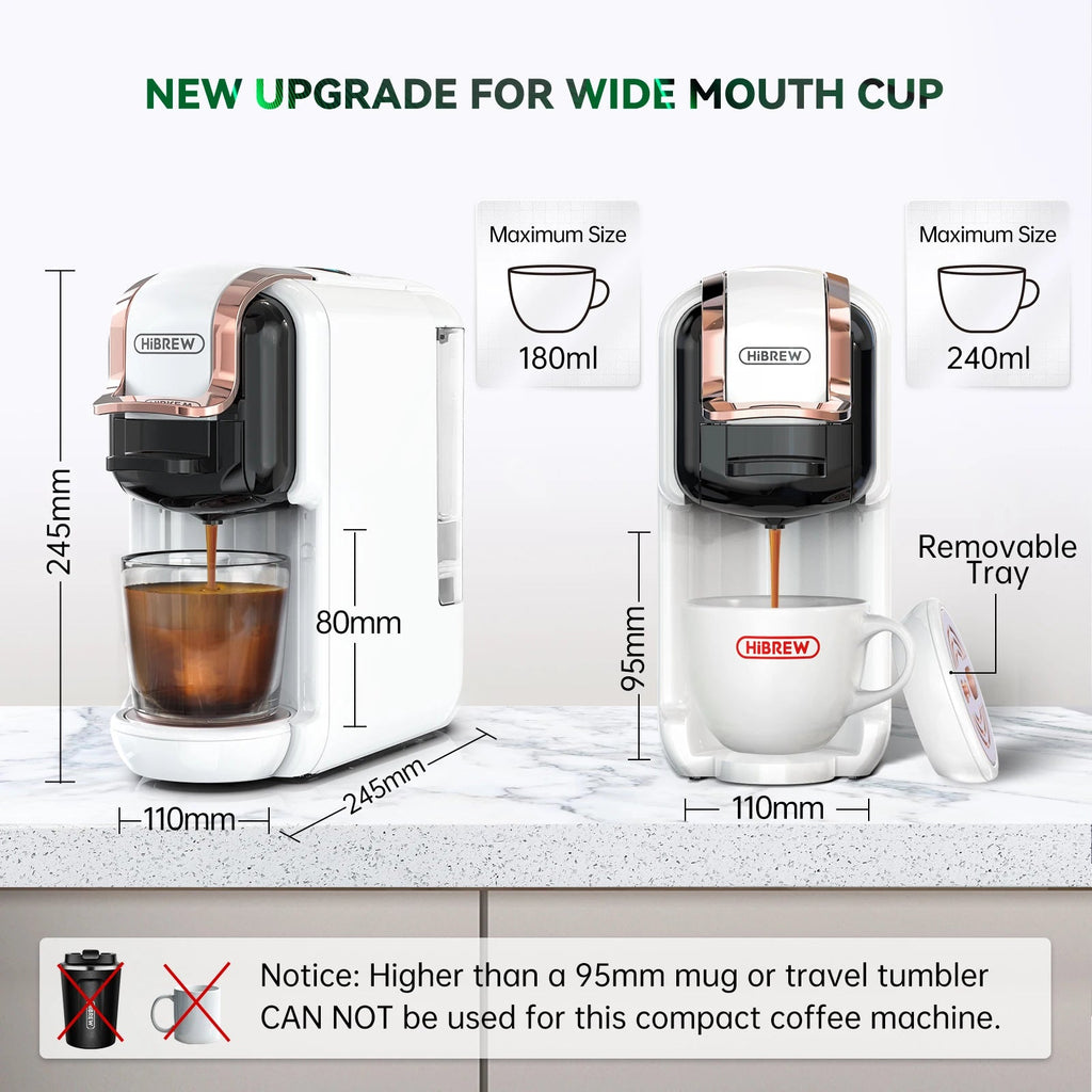 HiBREW Multiple Capsule Coffee Machine, Hot/Cold Dolce Gusto Milk Nespresso Capsule ESE Pod Ground Coffee Cafeteria 20Bar 5 in 1 - VibraStore