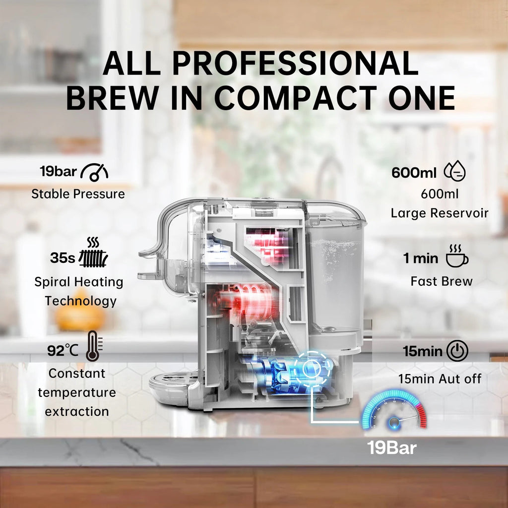 HiBREW Multiple Capsule Coffee Machine, Hot/Cold Dolce Gusto Milk Nespresso Capsule ESE Pod Ground Coffee Cafeteria 20Bar 5 in 1 - VibraStore