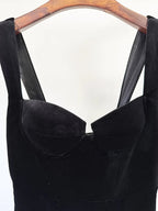 HIGH STREET Newest Fashion 2025 Designer Maxi Dresses Women's Beaded Spaghetti Velvet Long Dress - VibraStore