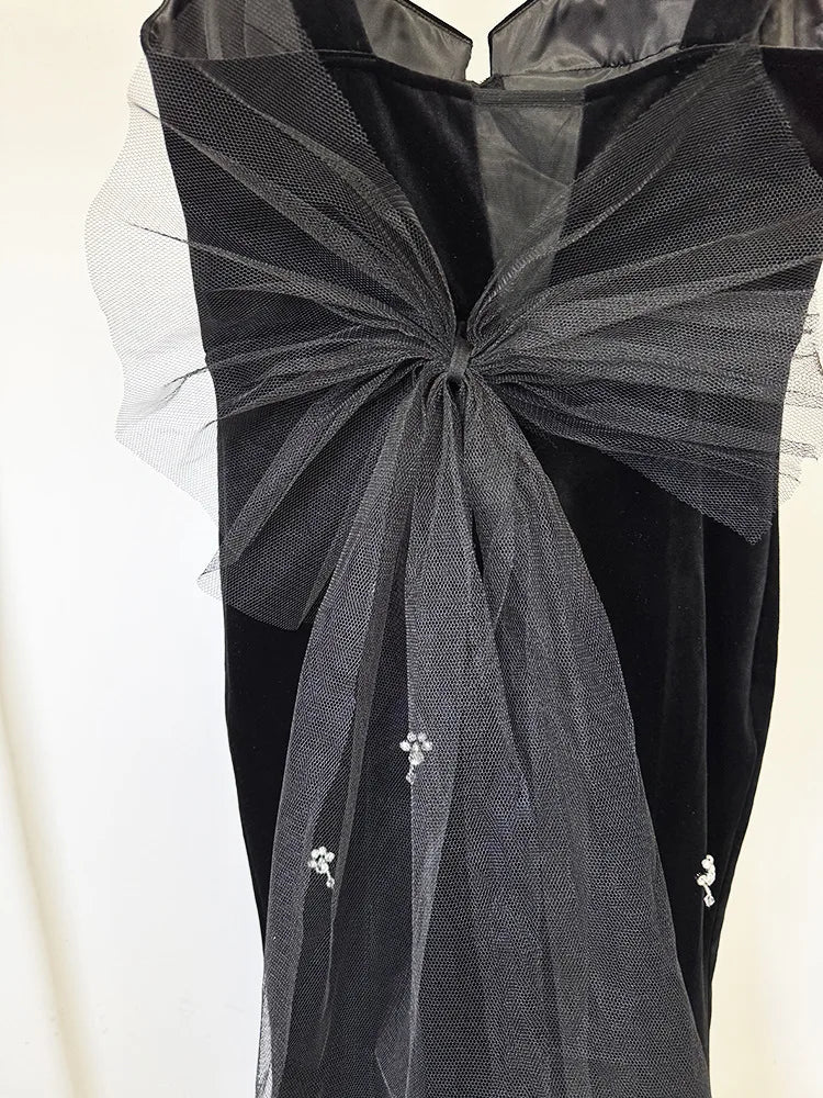 HIGH STREET Newest Fashion 2025 Designer Maxi Dresses Women's Beaded Spaghetti Velvet Long Dress - VibraStore