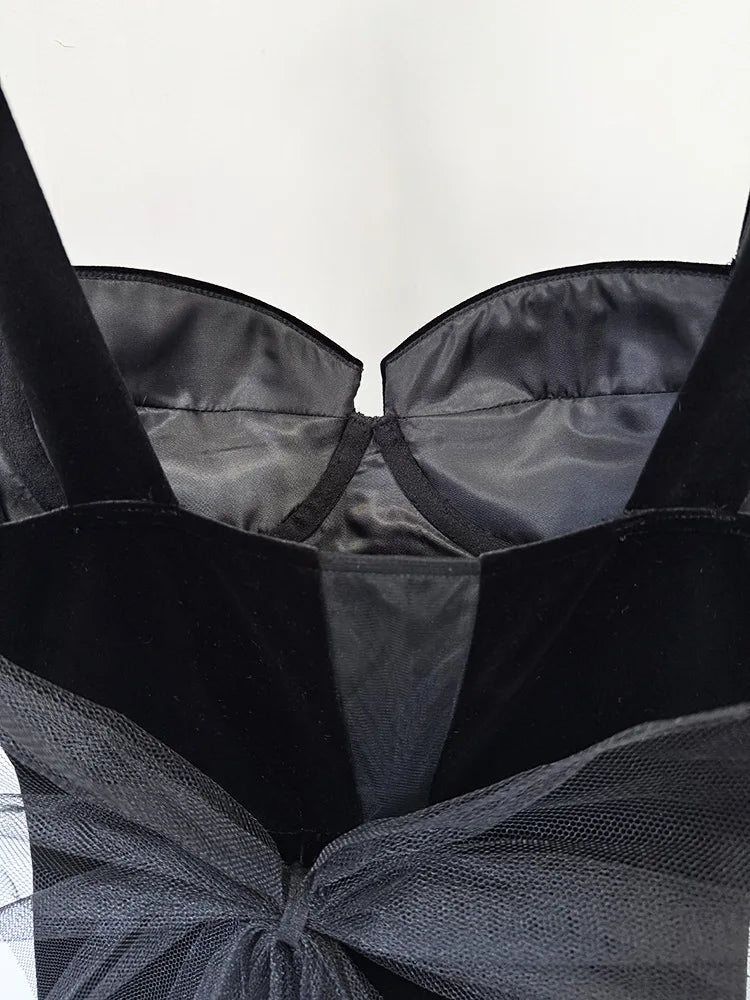 HIGH STREET Newest Fashion 2025 Designer Maxi Dresses Women's Beaded Spaghetti Velvet Long Dress - VibraStore