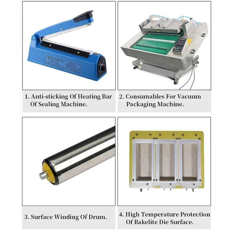 High Temperature PTFE Coated Fabric Cloth Tape 5~100mm 0.13/0.18mm Adhesive Electrical Insulation Tape for Vacuum Sealer Machine - VibraStore