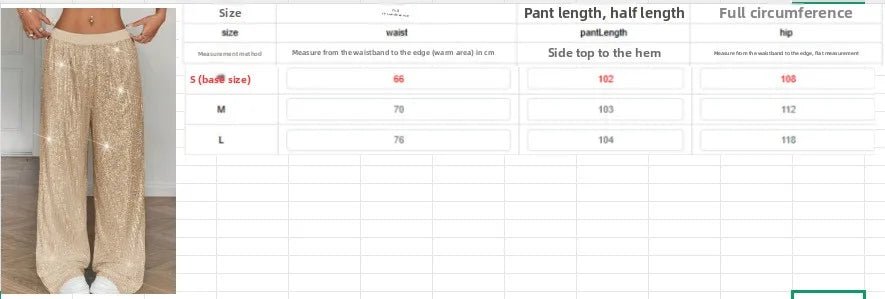 High Waist Shiny Sequin Loose Drapey Wide Leg Casual Pants Fashionable Summer Women's Trousers Street Style Polyester Fiber - VibraStore
