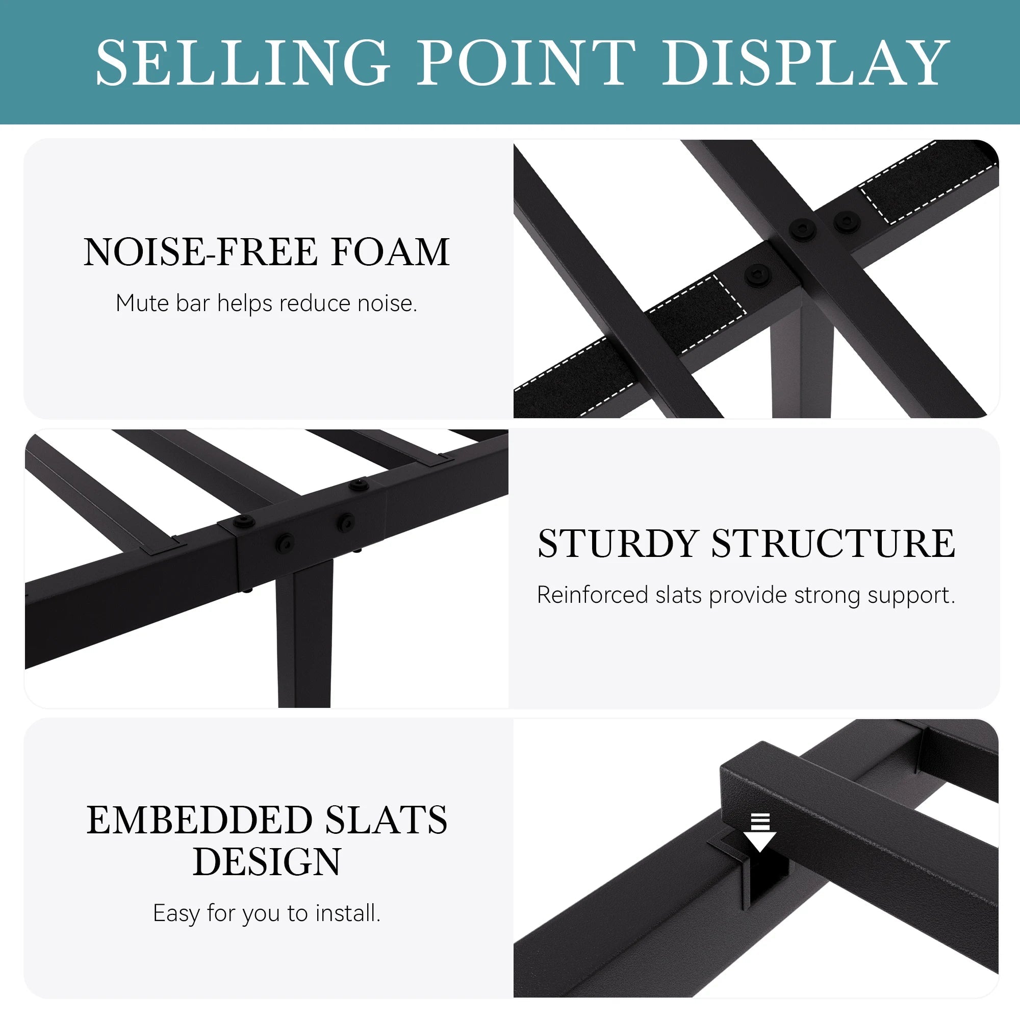 HOOMIC Metal Platform Bed Frame with Vintage Circular Design Headboard and Footboard, Extra Under - Bed Storage Allewie - VibraStore