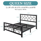 HOOMIC Metal Platform Bed Frame with Vintage Circular Design Headboard and Footboard, Extra Under - Bed Storage Allewie - VibraStore