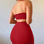 Hugcitar - Conjunto elegante de 2 uds para mujer, camiseta sin mangas Sexy sin tirantes, Top corto, falda Maxi, ropa informal de verano para mujer, Festival de fiesta 2025 - VibraStore