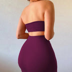 Hugcitar - Conjunto elegante de 2 uds para mujer, camiseta sin mangas Sexy sin tirantes, Top corto, falda Maxi, ropa informal de verano para mujer, Festival de fiesta 2025 - VibraStore