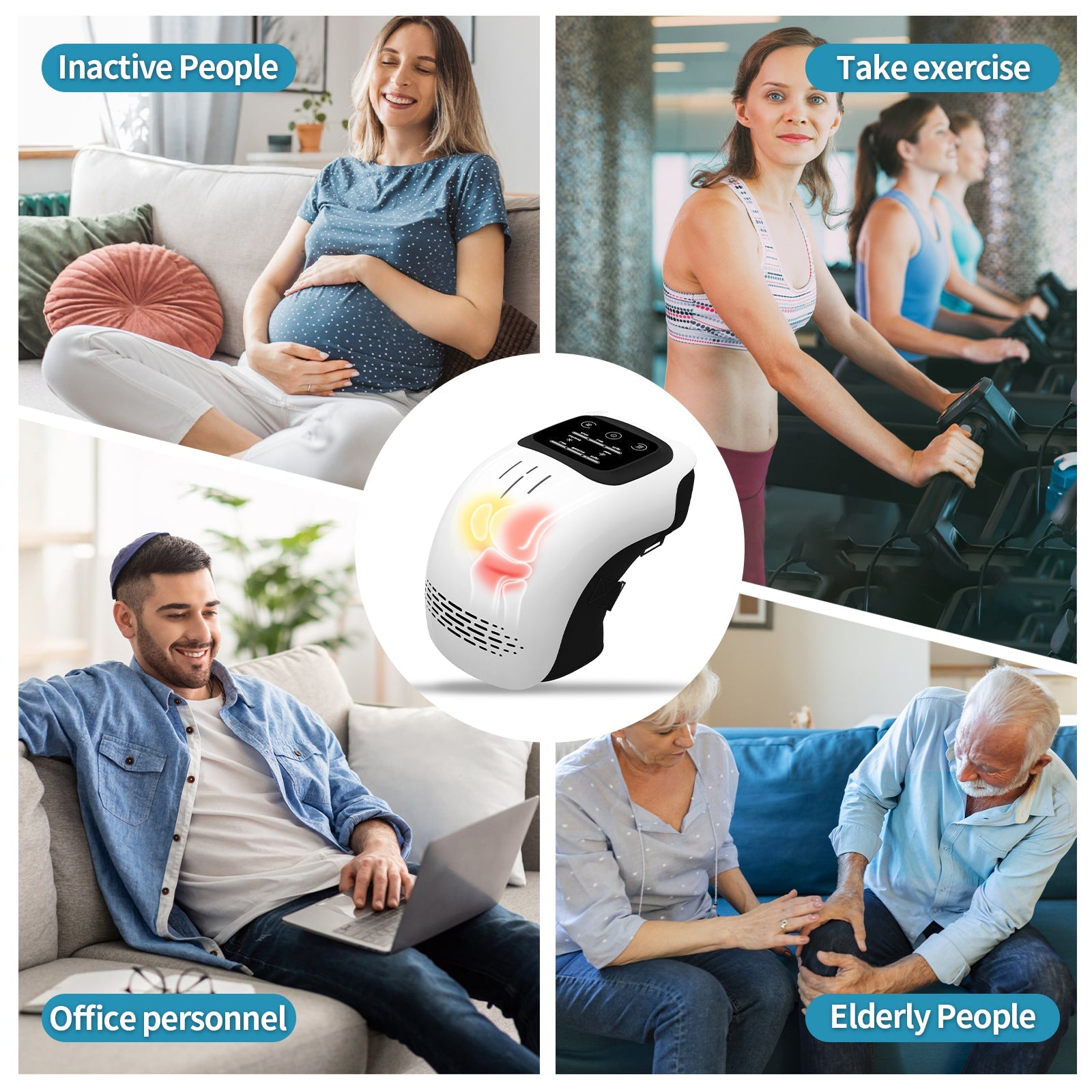 Intelligent Home Use Electric Intelligent Kneading Heating Knee Massager Rechargeable Pain Relief Infrared Laser Vibration Knee Massager - VibraStore