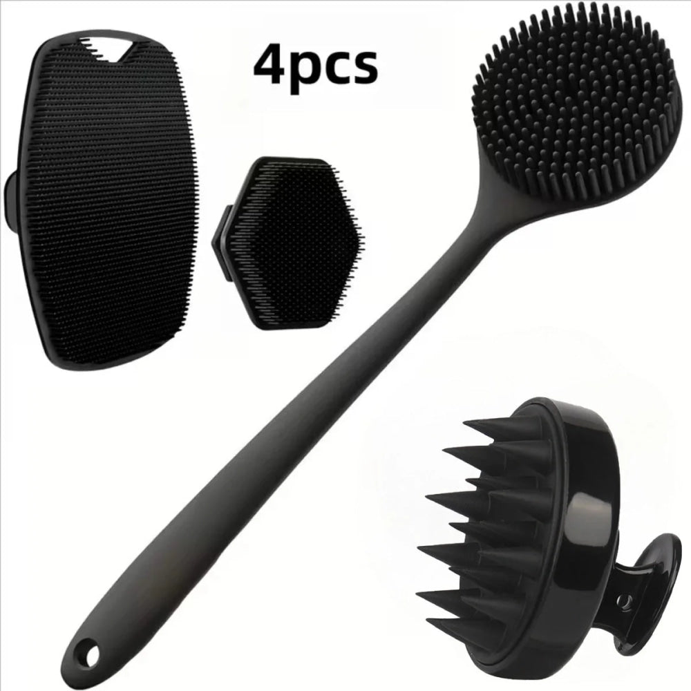 Juego de 4 Uds. De cepillo exfoliante suave de silicona para el cuerpo - VibraStore