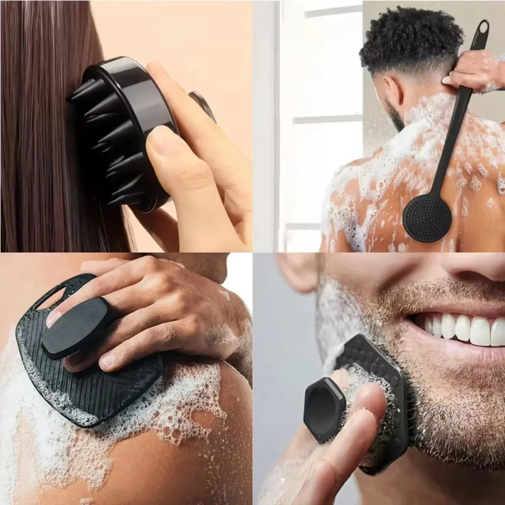 Juego de 4 Uds. De cepillo exfoliante suave de silicona para el cuerpo - VibraStore