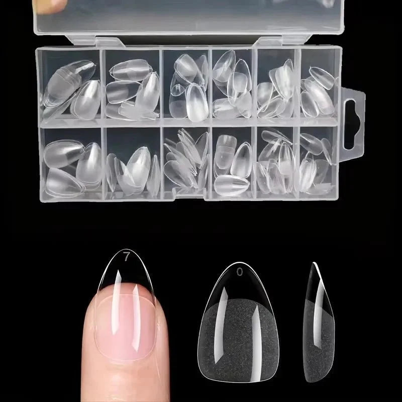 Juego de uñas postizas redondas largas en forma de almendra de 120 piezas, puntas de uñas de gel semimate prefabricadas, adecuadas para uñas postizas acrílicas de cobertura completa, salón de bricolaje en el hogar, 12 ta - VibraStore