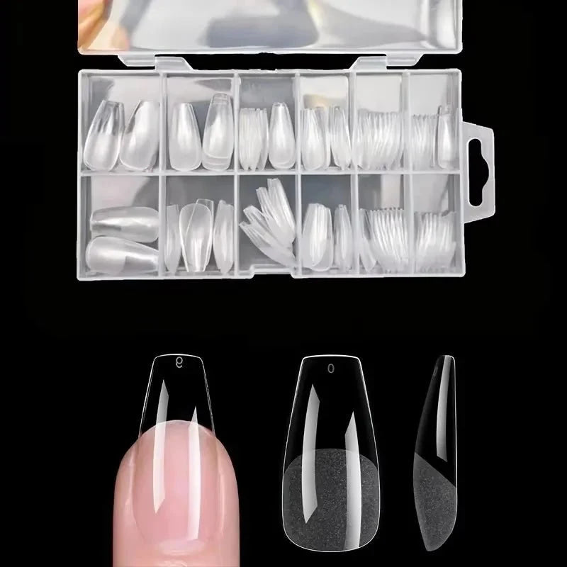 Juego de uñas postizas redondas largas en forma de almendra de 120 piezas, puntas de uñas de gel semimate prefabricadas, adecuadas para uñas postizas acrílicas de cobertura completa, salón de bricolaje en el hogar, 12 ta - VibraStore